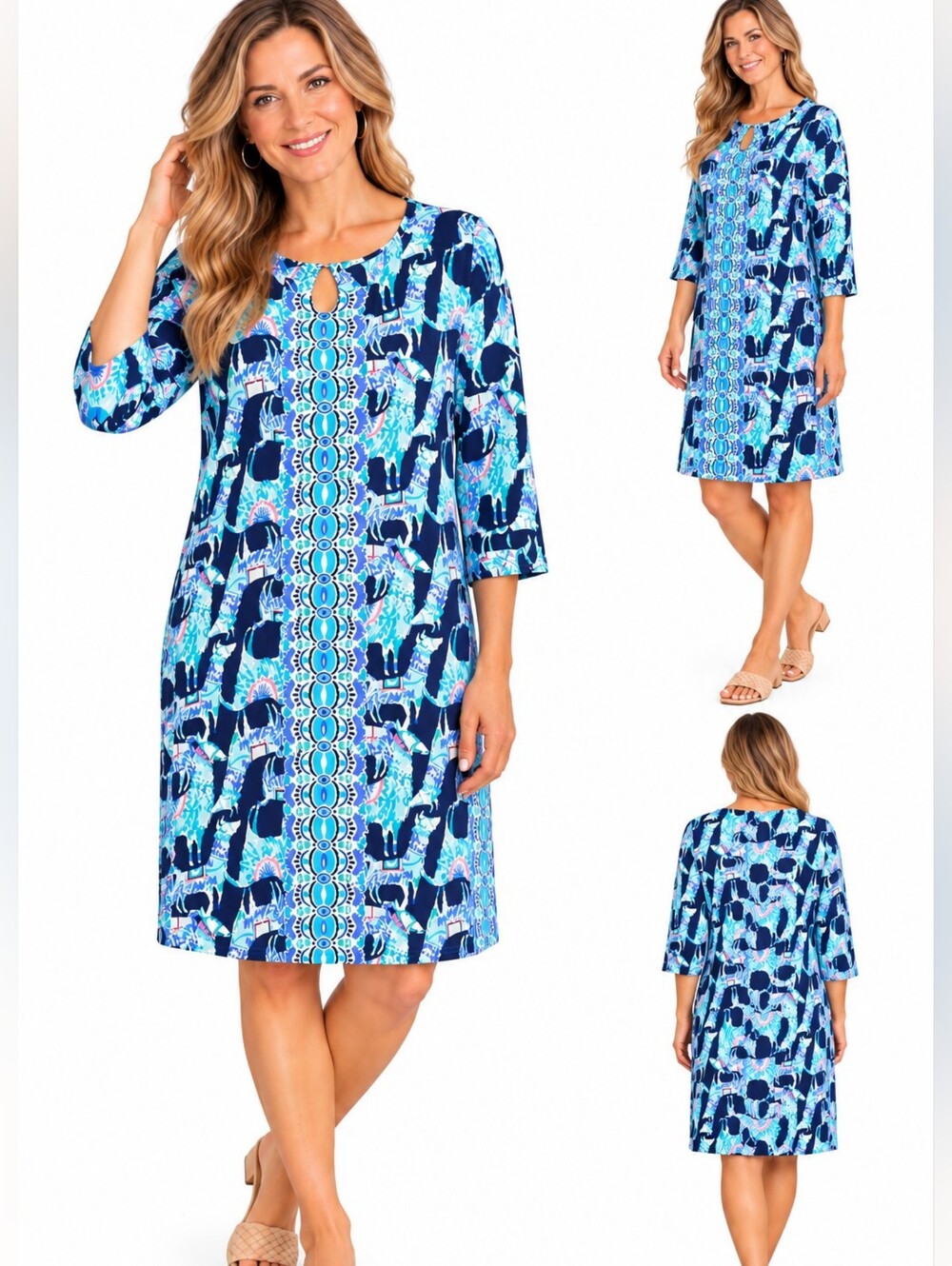 Lilly Pulitzer Lama Blue Printed XL Dress Pima Cotton